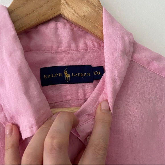Ralph Lauren Linen Shirt Pink 2XL Short Sleeve Pony - Picture 4 of 8